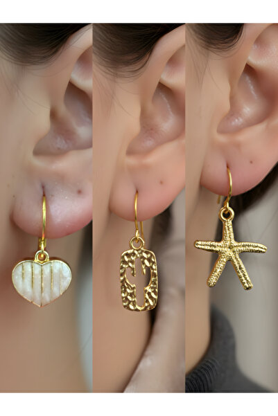 TURBİJ طقم أقراط نسائية مكون من 3 قطع مع رمزات عصرية