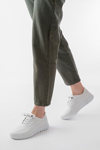 Zerenyus Zri̇n-504 White Lace-Up Orthopedic Daily Women's Sports Shoes