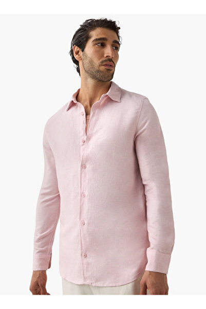 FAV Regular Fit Collared Linen Blend Shirt