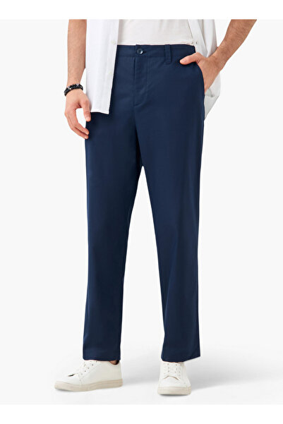 FAV بنطلون بخصر مرن بقصّة عادية مع زر للإغلاق