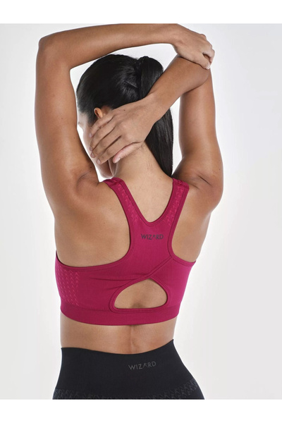 Wizard By Styli Women Burgundy Textured Racerback Seamless Support Bra