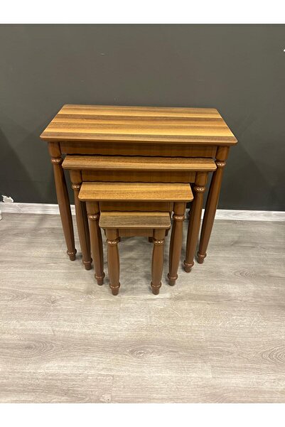 DEREN HOME Bohem Serisi 1 Sınıf MDF Lake Boya Gürgen Ayak 4 lü Zigon Sehpa