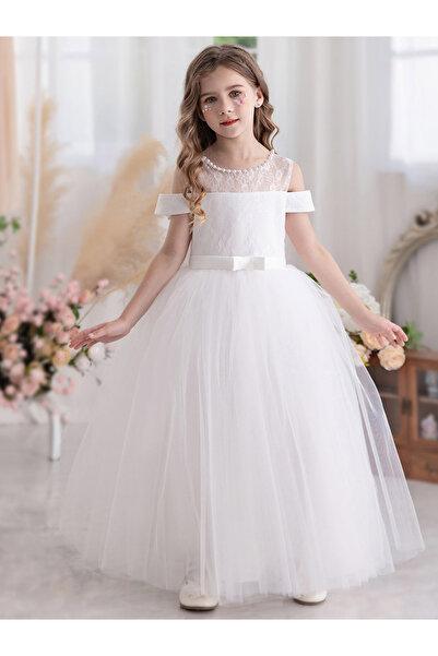 Take Two By Styli Bow Detail Cold Shoulder Lace Insert Dress