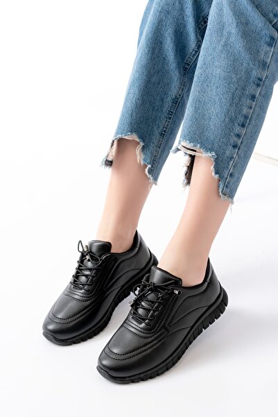 Zerenyus Zri̇n-504 Black Lace-Up Orthopedic Daily Women's Sports Shoes