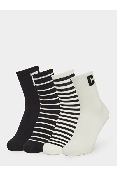 Styli Pack of 4 - Striped and Letter Detail Socks