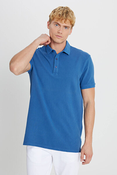 ALTINYILDIZ CLASSICS Ανδρικό μπλουζάκι Indigo 100% βαμβάκι S εφαρμοστό με λαιμόκοψη πόλο