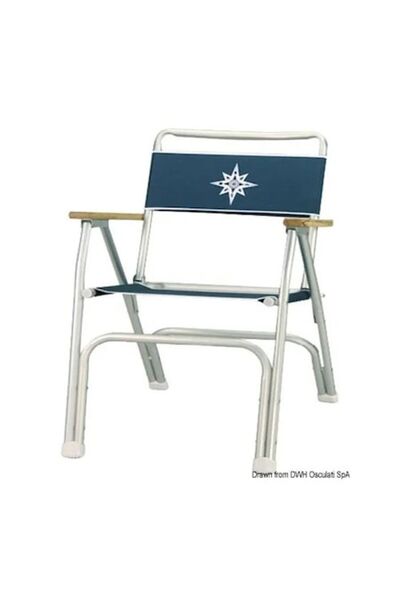 TNG Outdoor Scaun de plajă pliabil bleumarin, cadru din aluminiu anodizat de 25 mm, poliester 600D, cotiere din lemn