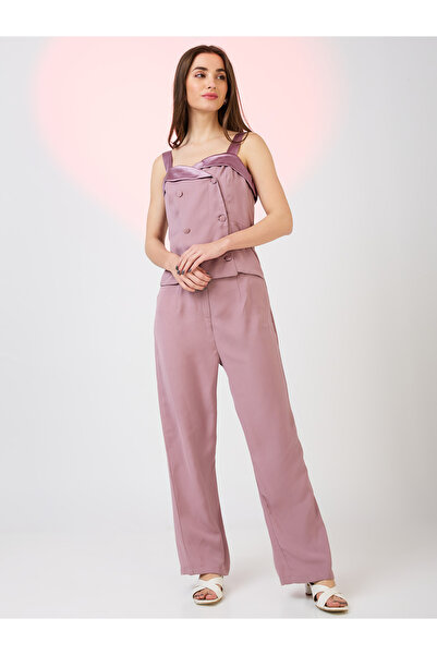 Globus By Styli Sweetheart Neck Double Breasted Workwear Jumpsuit