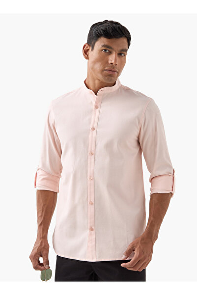 FAV Regular Fit Textured Mandarin Collar Shirt