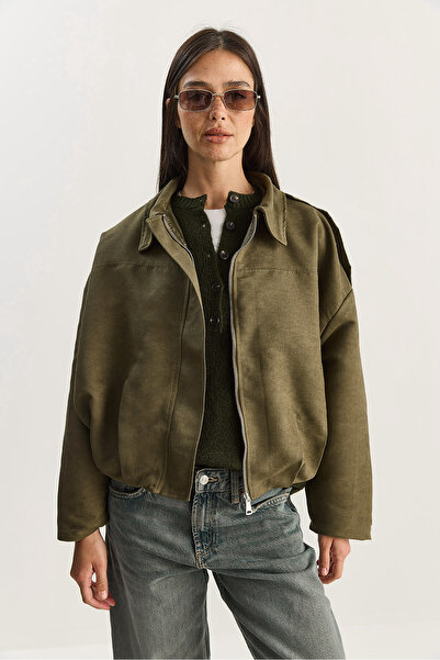 Bianco Lucci Γυναικείο σακάκι Bomber με επένδυση από καστόρι 2801 60281129