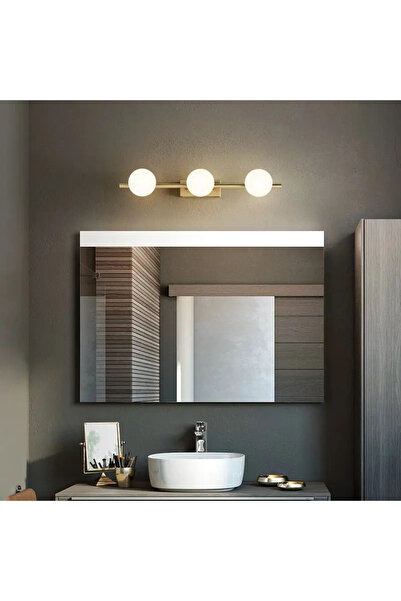 luminastar Aplică de baie, 3 globuri acrilice albe, soclu G9, corp auriu, 50 cm