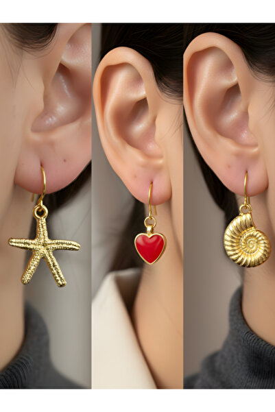 TURBİJ طقم أقراط نسائية مكون من 3 قطع مع رمزات عصرية