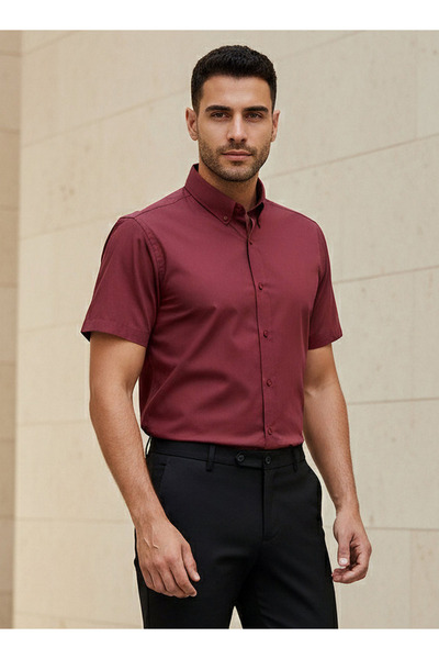 FAV Men Regular Fit Button Down Collar Short Sleeve Shirt