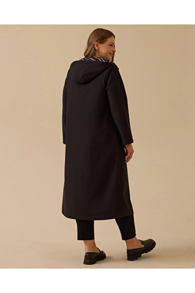 Gala-Xi Дамско палто с подплата и джобове в големи размери - черно