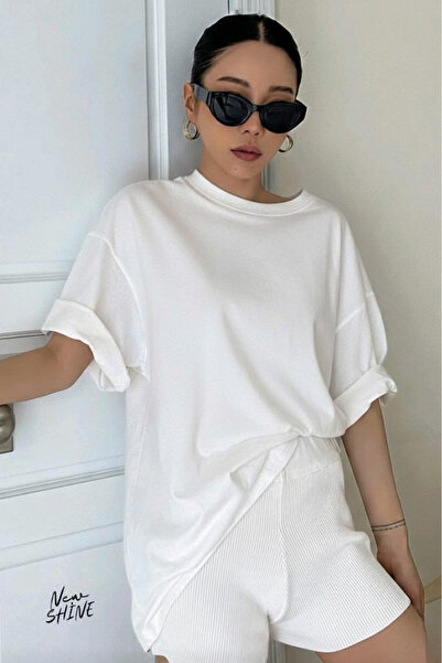 New Shine تي شيرت عادي للجنسين مقاس كبير