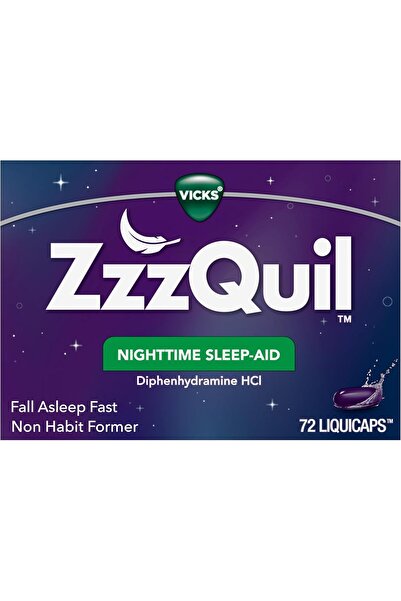 Zzzquil LiquiCap Sleep Aid, Diphenhydramine 25mg HCl, 72 LiquiCaps