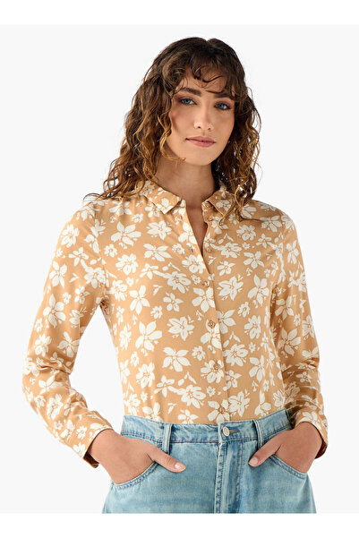 FAV Regular Fit Floral Print Collared Viscose Shirt