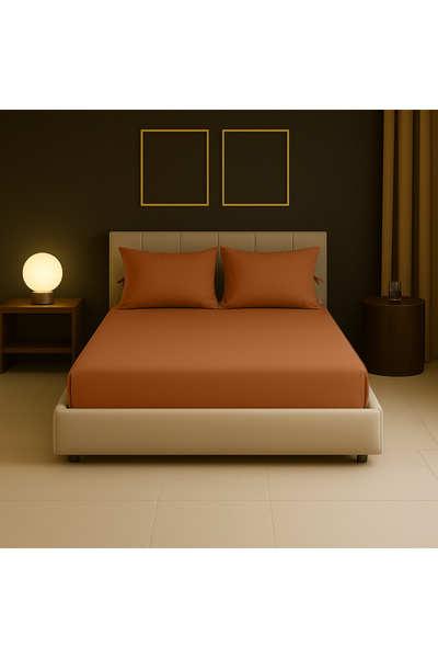 Sabia 100% Cotton 62 Thread Count 200X200 cm +37 cm Height Suitable King Size Fitted Sheet Set