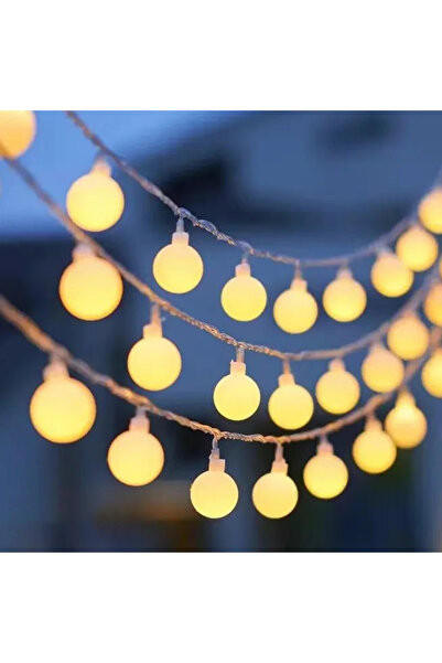 Coverzone Lanț de lumină LED cu bile galbene calde, 5 m, extensibil, cu priză...