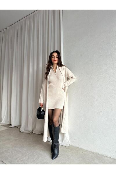 Mooi Butik Polka Knitwear Set 8708 - Cream