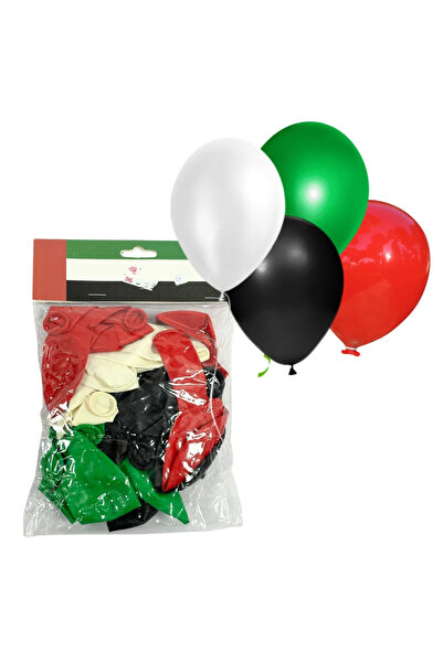 Generic UAE National Day Decorative UAE Flag Color Theme Plain Natural Latex Balloons- 24pcs