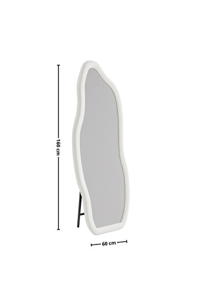 Ebticar White Bouclé Floor Mirror