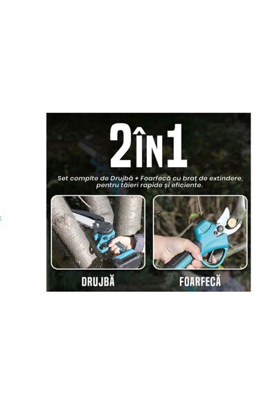 hoffmans Electric Scissors and Professional Mini Chainsaw Package – 2 Batteries 48V, 5Ah, 2.13m Rod, Premium