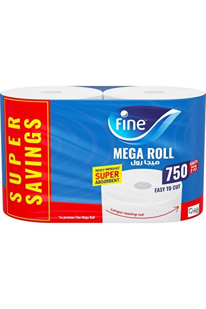 FINE , Sterilized Kitchen Towel, Mega Roll, 750 Sheets, 2 Ply - Pack Of 2