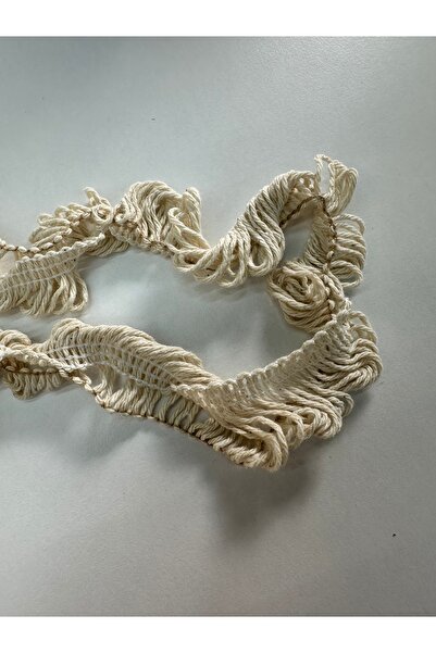 Galia Tasarım Strip Cotton Beige Decorative Fringe 3X100 cm