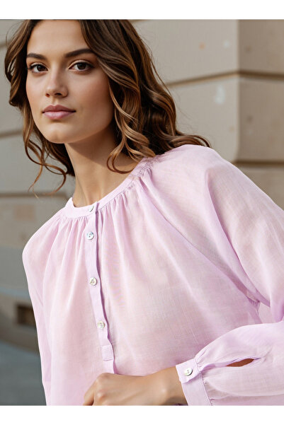 FAV Mandarin Collared Viscose Top with Long Sleeves