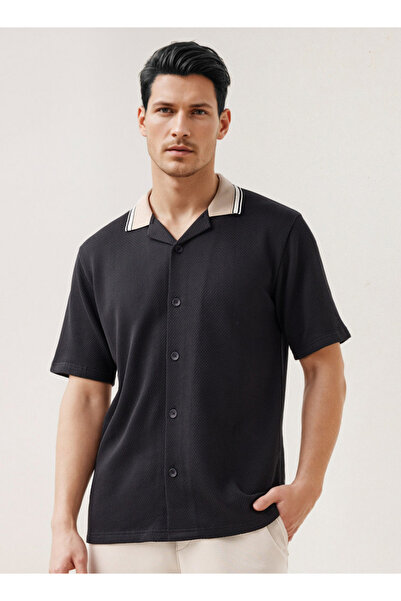 FAV قميص جاكار بقصّة عادية