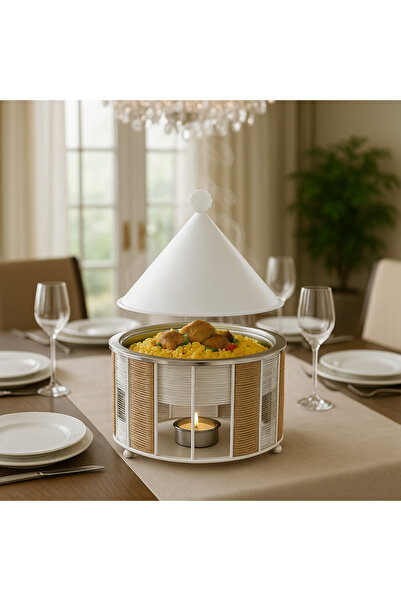 DIVA LADY 🔥 Luxury white buffet warmer – 3 liter capacity | Height 37 cm – Bowl height 20 cm – Diameter 30 cm ✨