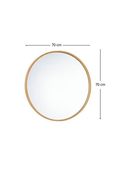 Ebticar Round Wooden Frame Mirror – 70×70 (Wood)