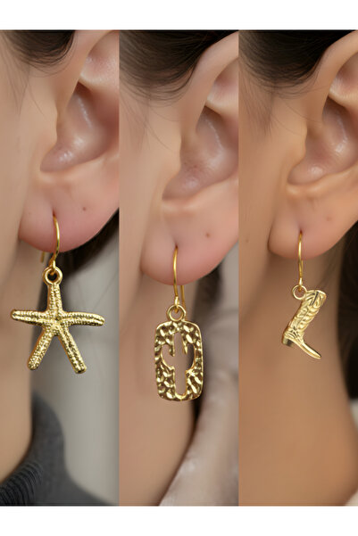 TURBİJ طقم أقراط نسائية مكون من 3 قطع مع رمزات عصرية