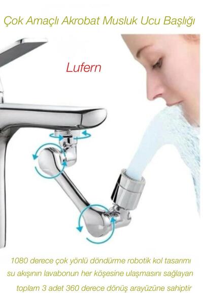 Lufern Çok Amaçlı Akrobat Musluk Ucu Başlığı Filtreli 2 Fonksiyonlu Mutfak Ba...
