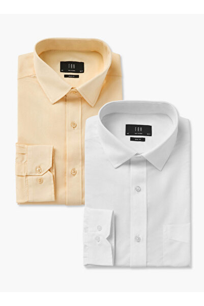 FAV Set of 2 - Men Slim Fit Collared Long Sleeves Shirt