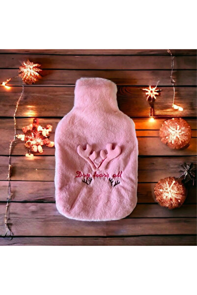 Twin Store كيس ماء ساخن بغطاء من القطيفة على شكل غزال بسعة 2 لتر