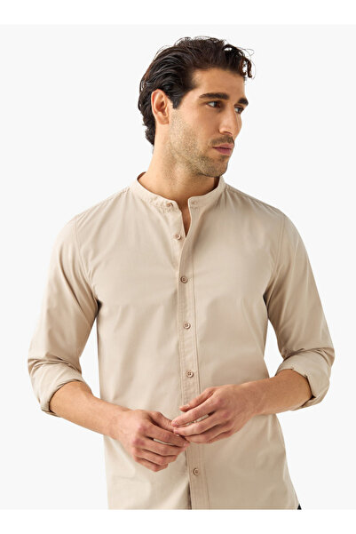 FAV Regular Fit Shirt with Mandarin Collar and Long Sleeves
