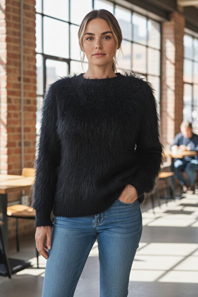 OEM Pulover dama pufos negru