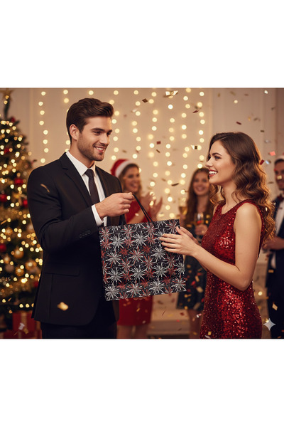 DODOMAR 44×18×34,5 سم حقيبة كرتونية فاخرة لهدايا عيد الميلاد بنمط مهرجان أسود