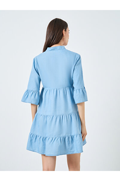Take Two By Styli Light Blue Tiered Denim Mini Dress