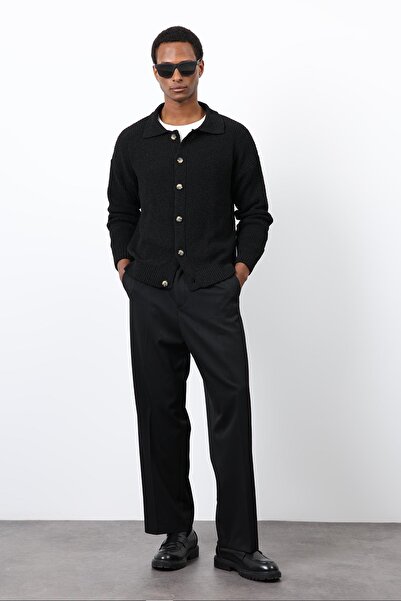 Antioch Black Knitted Sweater Men's Cardigan