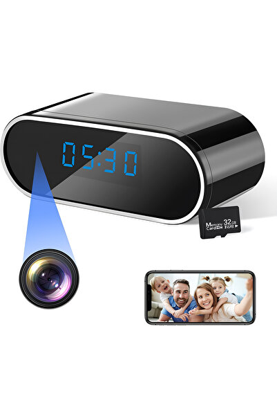 OEM 1080P WiFi Clock Spy Camera with 32GB Card Included, Night Vision, Motion Detection, Alerts