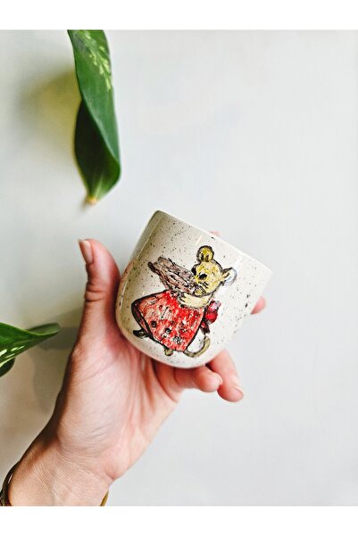 WEBBMODA Mouse Patterned Cup with Handmade Cake