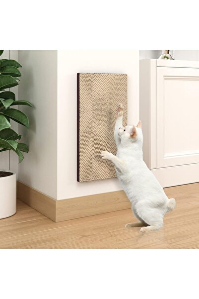 Way Basics Eco-Friendly Wall-Mounted Cat Scratching Pad (Sustainable Non-Toxic Cardboard) - Espresso