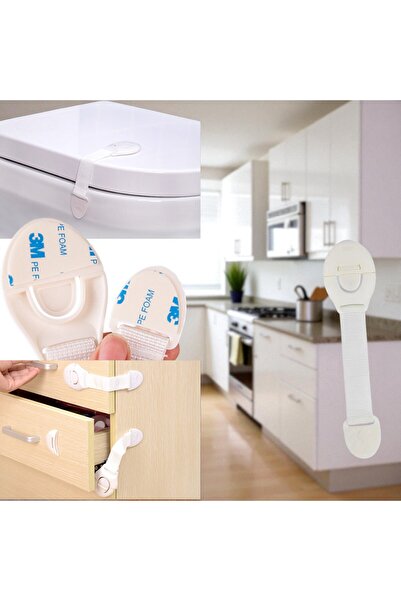 OEM Set of 5 child safety locks for drawers, fridge, oven and cupboards (21 cm) + adjustable bath protec