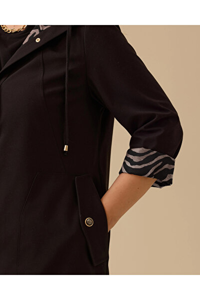 Gala-Xi Дамско палто с подплата и джобове в големи размери - черно