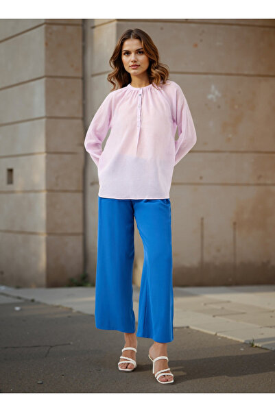 FAV Mandarin Collared Viscose Top with Long Sleeves