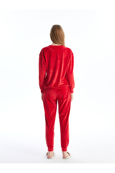 LC Waikiki Young Red Crew Neck Embroidered Long Sleeve Women's Pajama Set