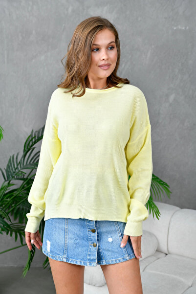 Park Karon Crew Neck Long Back Slit Transitional Knitwear Sweater